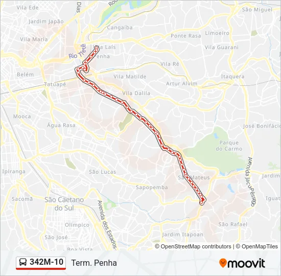 342M-10 Bus Line Map