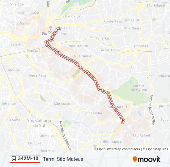 342M-10 Bus Line Map