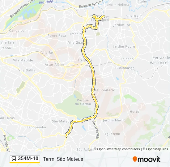 354M-10 Bus Line Map