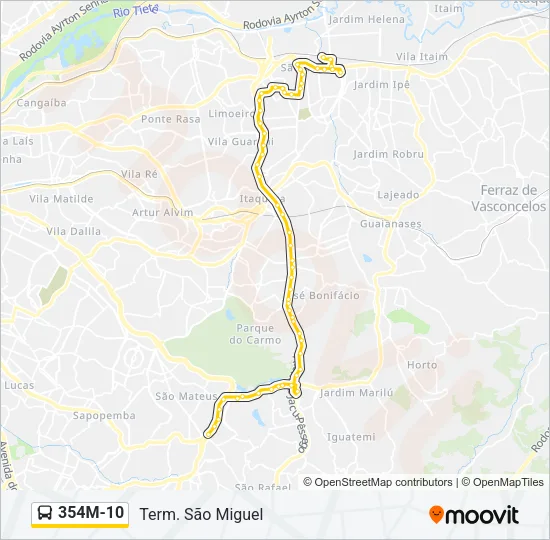 354M-10 Bus Line Map