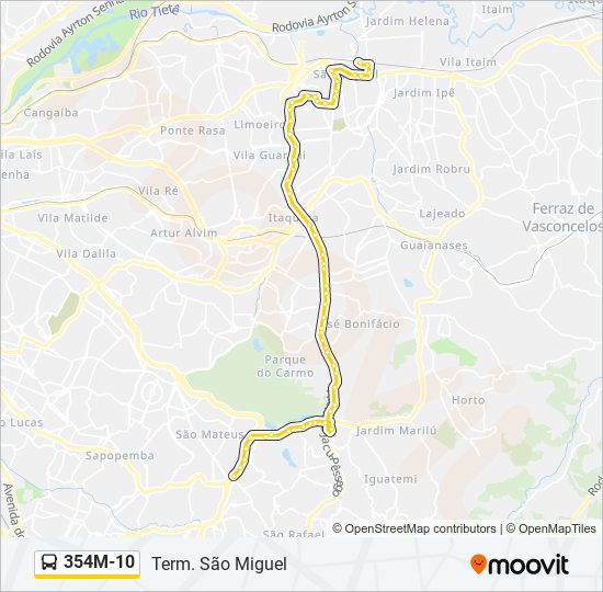 354M-10 bus Line Map