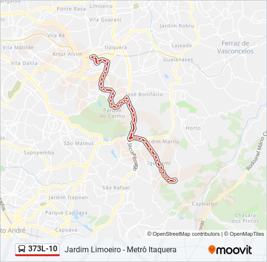 Mapa da linha 373L-10 de ônibus