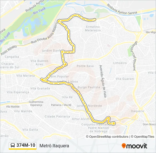 374M-10 Bus Line Map
