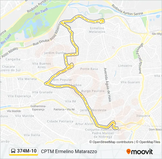 374M-10 Bus Line Map