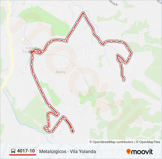 Mapa da linha 4017-10 de ônibus