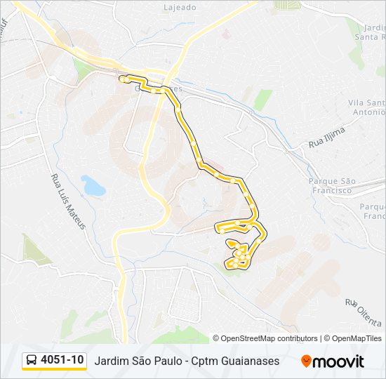 Mapa da linha 4051-10 de ônibus