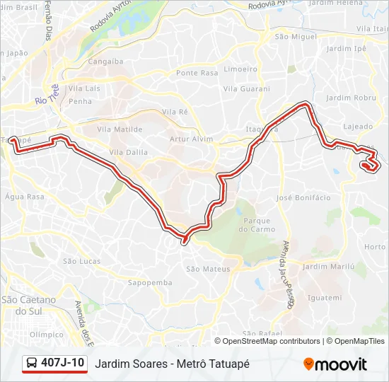 407J-10 Bus Line Map
