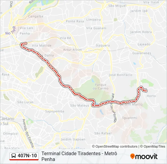 407N-10 Bus Line Map