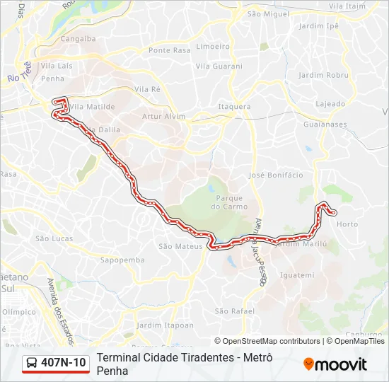 407N-10 Bus Line Map