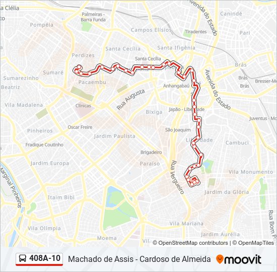 Rota da linha 408a10: horários, paradas e mapas - Cardoso de Almeida  (Atualizado)