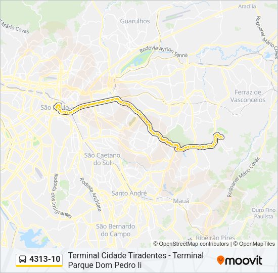 Mapa da linha 4313-10 de ônibus