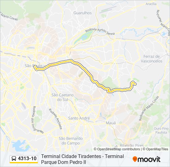 Mapa da linha 4313-10 de ônibus