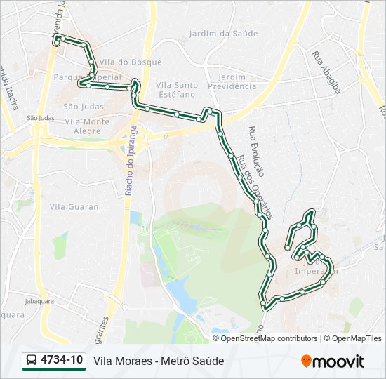 Mapa da linha 4734-10 de ônibus