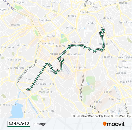 Rota da linha 476a10 horários, paradas e mapas Ipiranga (Atualizado) Rota da linha 476a10 horários, paradas e mapas Ipiranga (Atualizado)