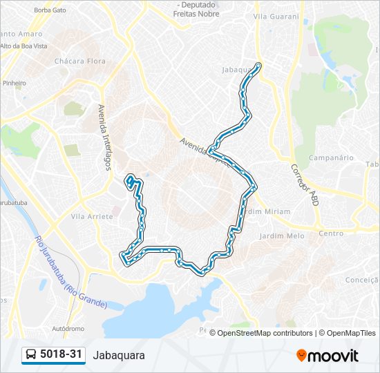 Mapa da linha 5018-31 de ônibus
