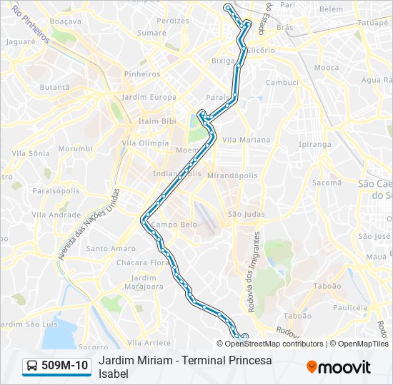 Mapa de 509M-10 de autobús