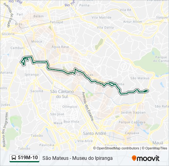 519M-10 bus Line Map