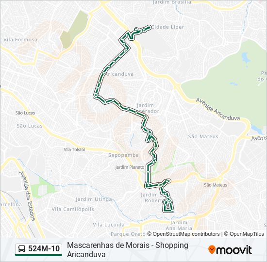 524M-10 bus Line Map
