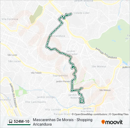 524M-10 Bus Line Map