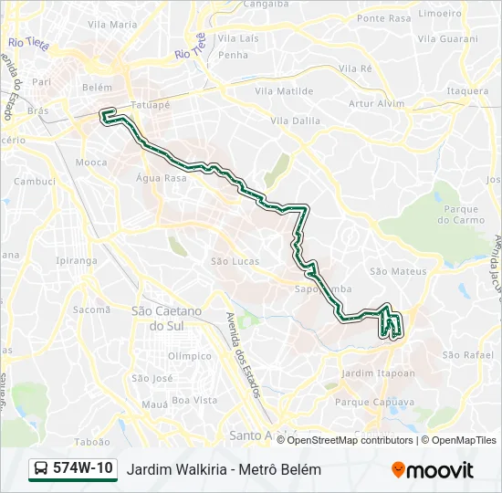 574W-10 Bus Line Map