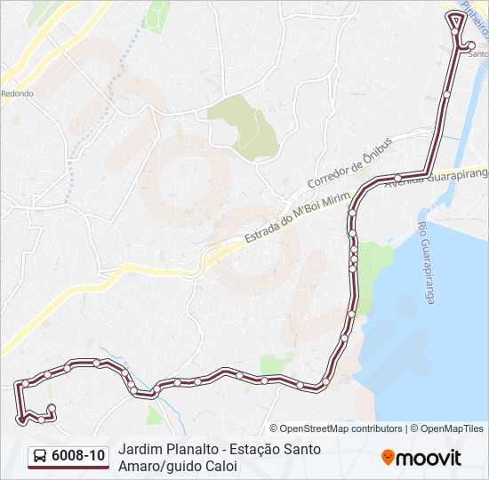 Mapa da linha 6008-10 de ônibus