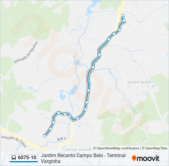 Mapa da linha 6075-10 de ônibus