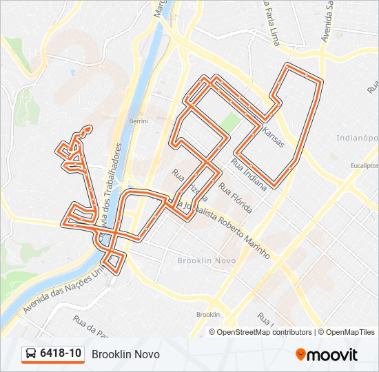 Mapa da linha 6418-10 de ônibus