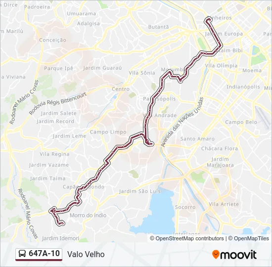 647A-10 Bus Line Map