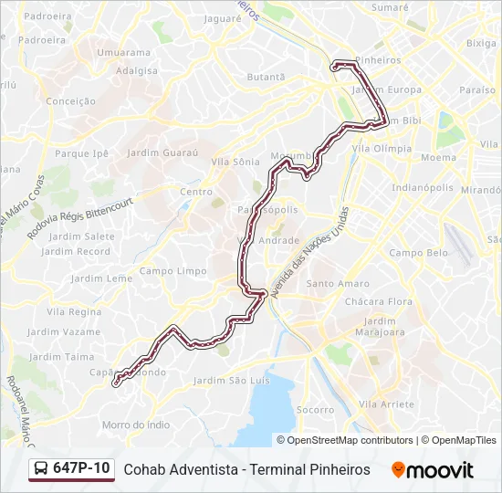 647P-10 Bus Line Map