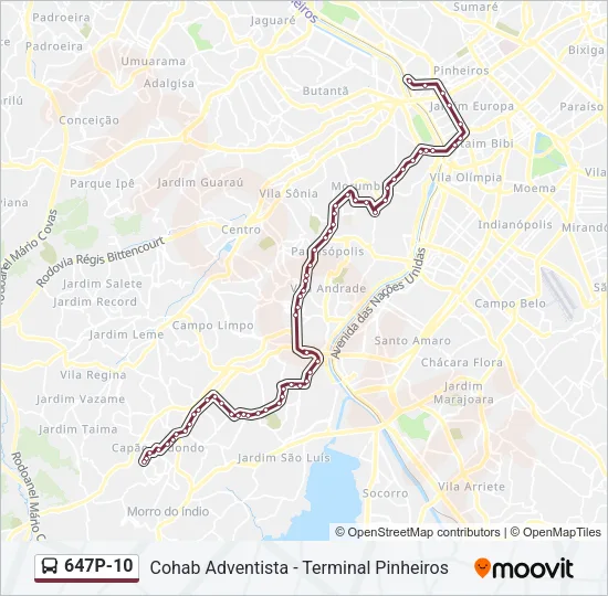 647P-10 Bus Line Map