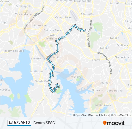 Mapa da linha 675M-10 de ônibus