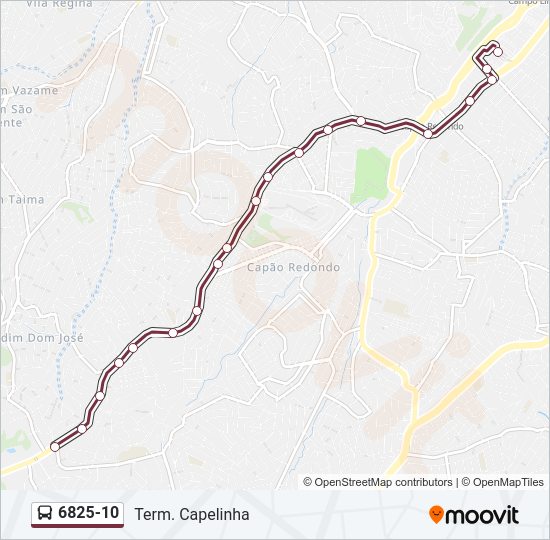 Mapa da linha 6825-10 de ônibus