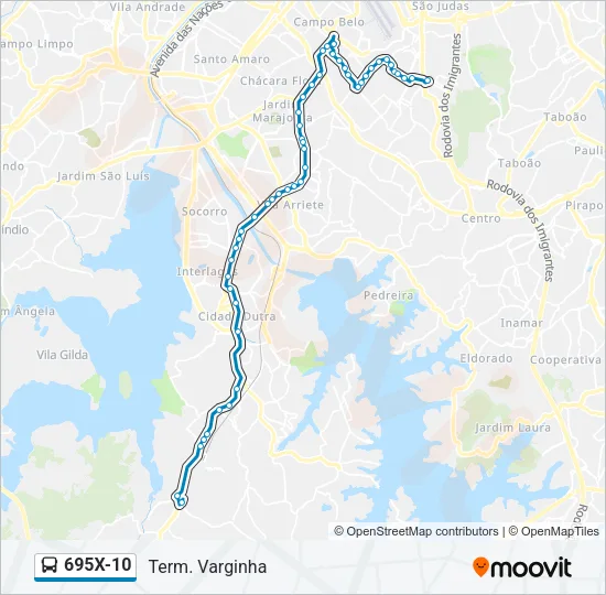 695X-10 Bus Line Map