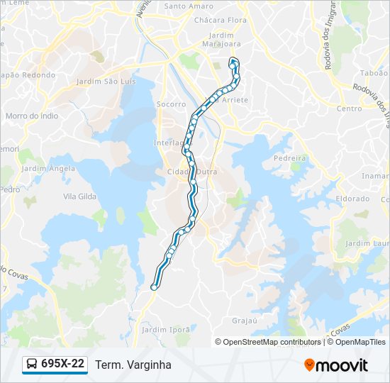 Mapa da linha 695X-22 de ônibus