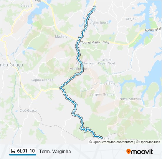 Mapa da linha 6L01-10 de ônibus