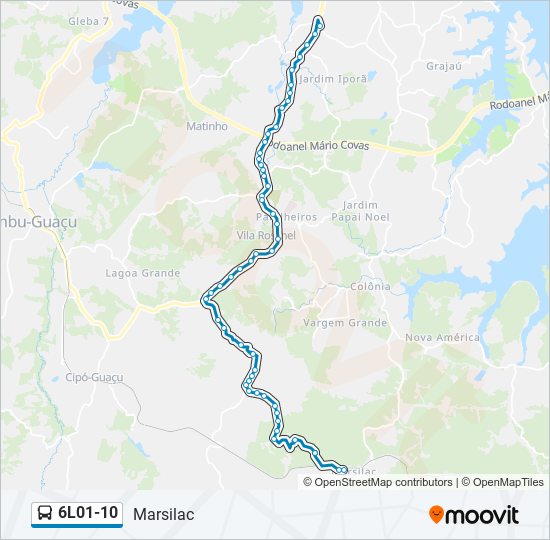 Mapa da linha 6L01-10 de ônibus