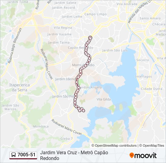 Mapa da linha 7005-51 de ônibus