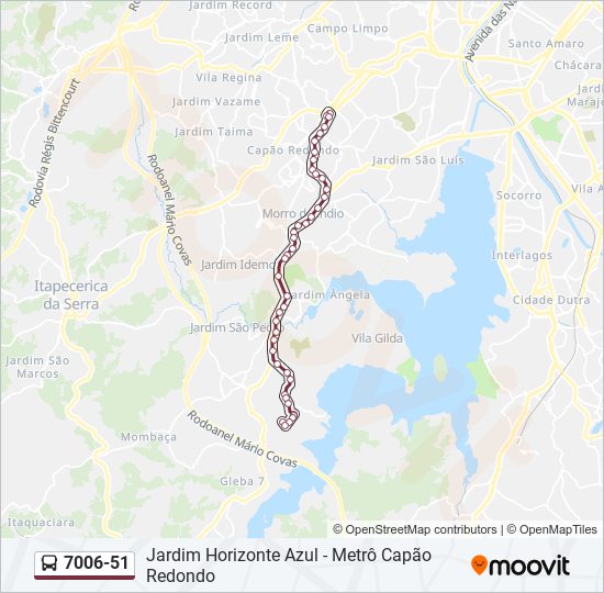 Mapa da linha 7006-51 de ônibus