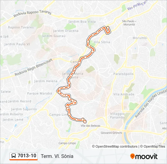 7013-10 Bus Line Map