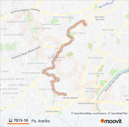 Mapa de 7013-10 de autobús