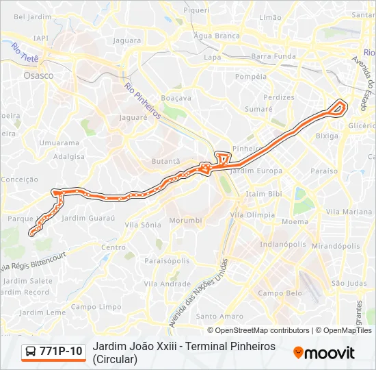 771P-10 Bus Line Map