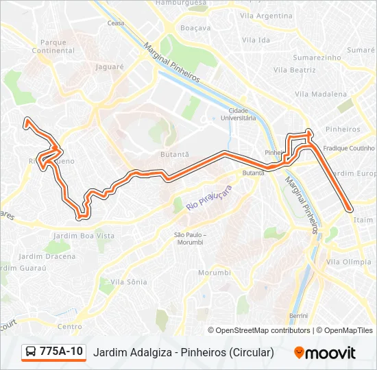 775A-10 Bus Line Map