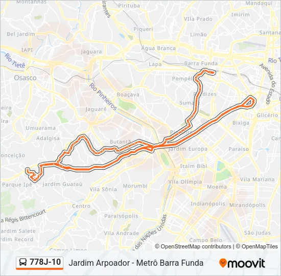 778J-10 Bus Line Map
