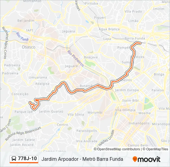 778J-10 Bus Line Map