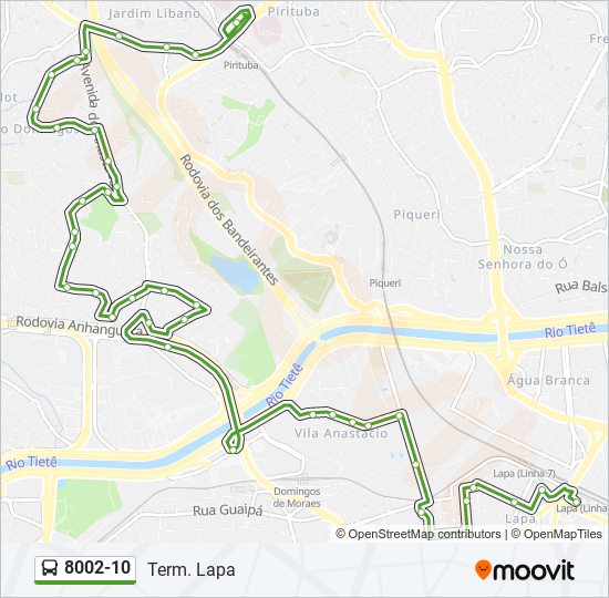 Mapa de 8002-10 de autobús