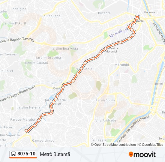 Mapa de 8075-10 de autobús