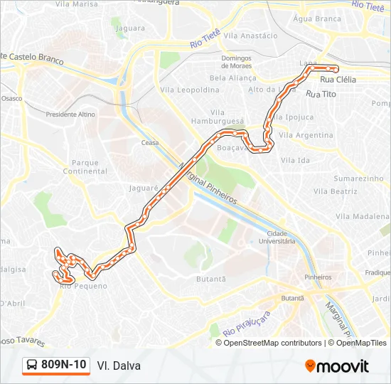809N-10 Bus Line Map
