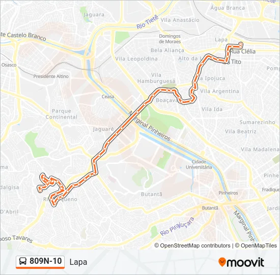 809N-10 Bus Line Map