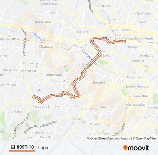 Mapa de 809T-10 de autobús