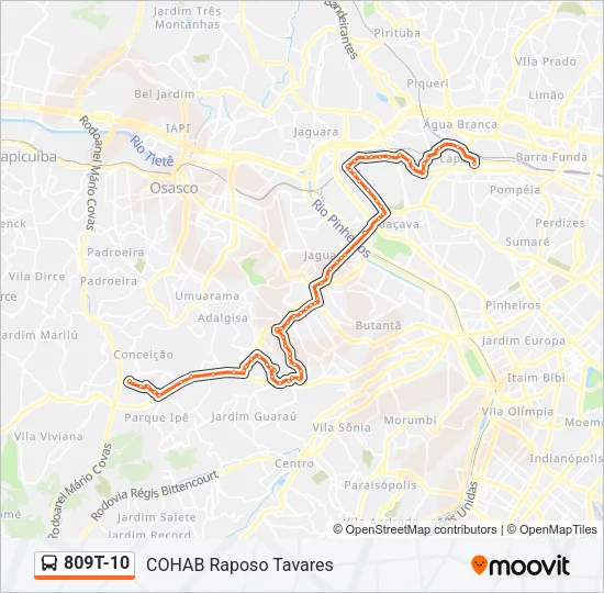 809T-10 Bus Line Map